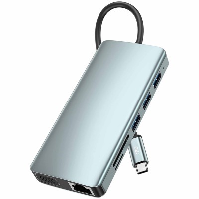 هاب 12 پورت JBQ مدل TYPE-C HUB DOCKInG STATION 12in1