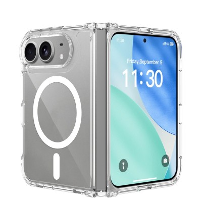 For iPhone Fold Scratch-proof Transparent Magnetic Phone Case