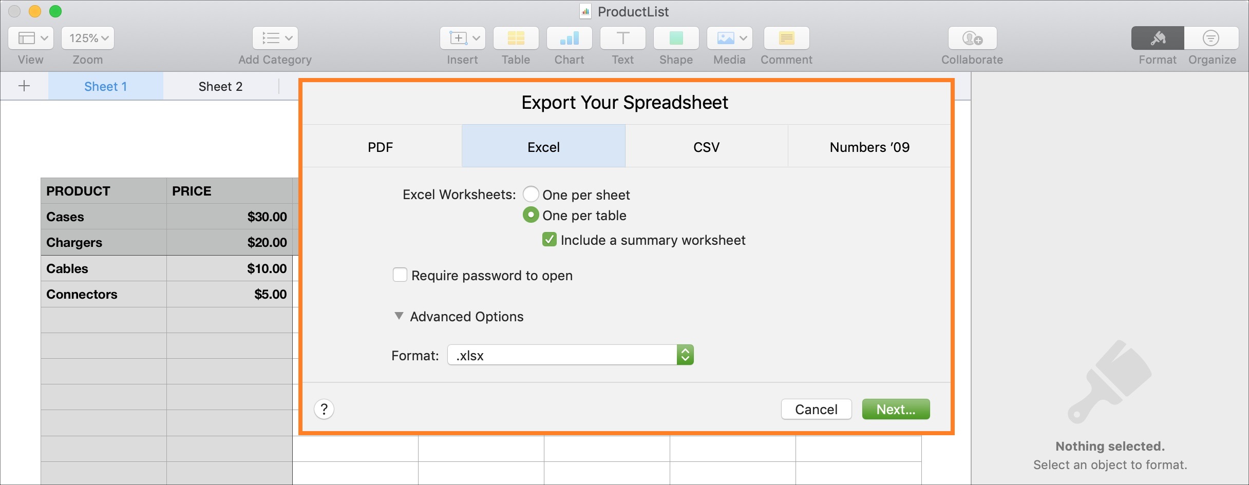چگونگی تبدیل یک فایل Numbers به Excel در مک و iOS